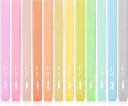 Macaron Aesthetic Highlighters (12 Pack) - No Bleed Chisel Tip Assorted Colors for Bible & Study