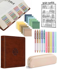Mr. Pen ESV Journaling Bible Kit for Women with Aesthetic Highlighters, Gel Pens, Tabs, Sticky Notes, Reading Tracker, and Pencil Case