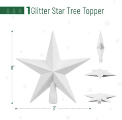 Mr. Pen Glitter Star Tree Topper, 8-Inch, White Star Christmas Tree Topper