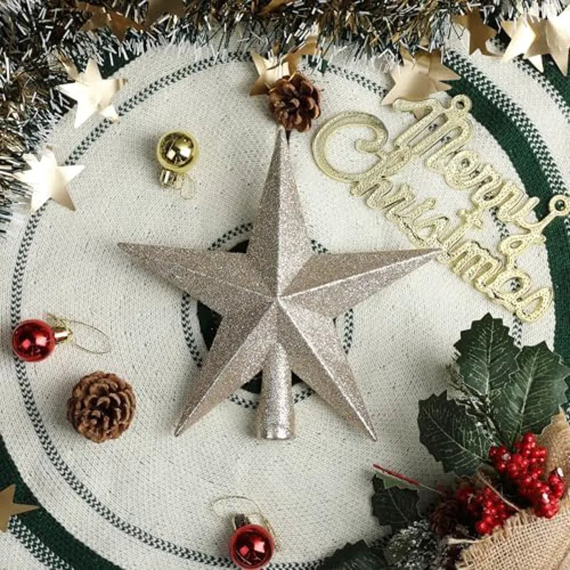 Mr. Pen Glitter Star Tree Topper, 8-Inch Champagne Star for Christmas Tree