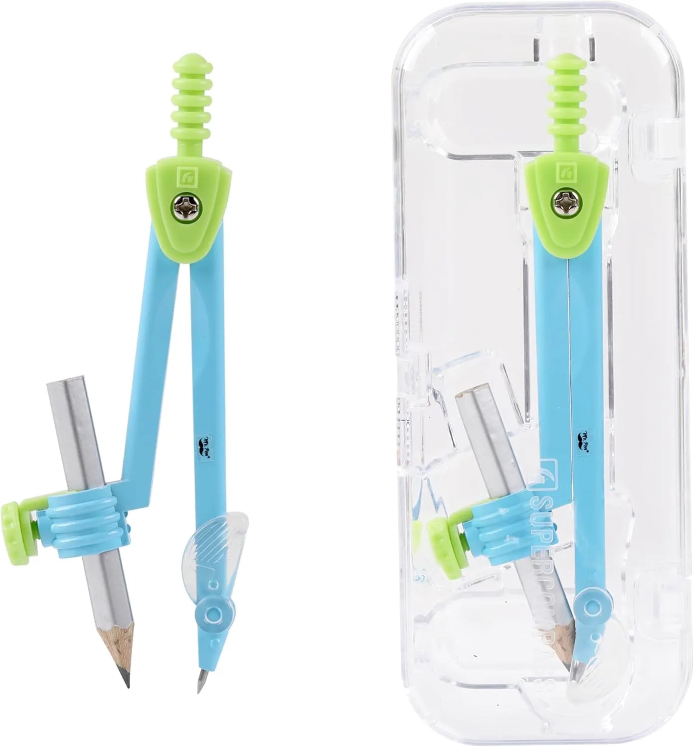 Metal Geometry Compass with Pencil, Locking Mechanism, and Case