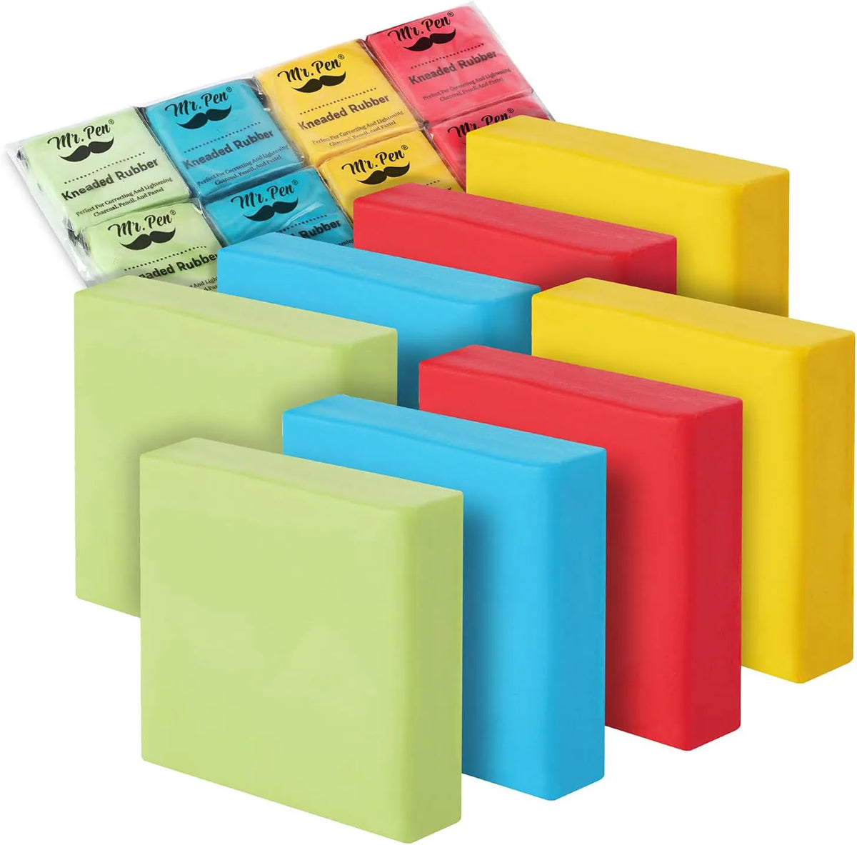 Colorful Kneaded Erasers (8 Pack, 1.4" x 1.37") for Artists