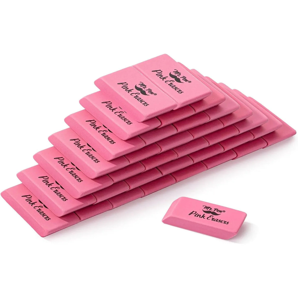 Classic Pink Erasers (36-Pack) - Large Block Style
