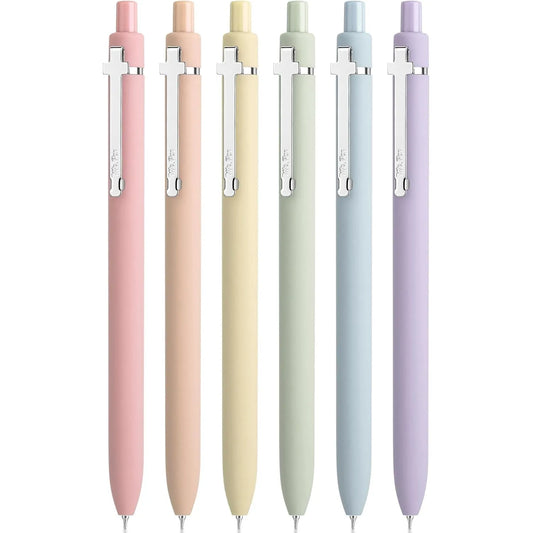 Mr. Pen Retractable Gel Pens, 6 Pack, 0.5 mm Black Ink, Soft Pastel Barrel with Silver Clip