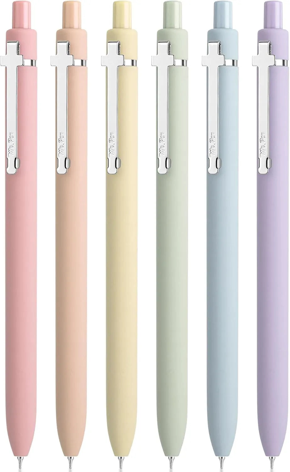 Mr. Pen Retractable Gel Pens, 6 Pack, 0.5 mm Black Ink, Pastel Barrel with Silver Clip, Smooth Writing Pens for Journaling