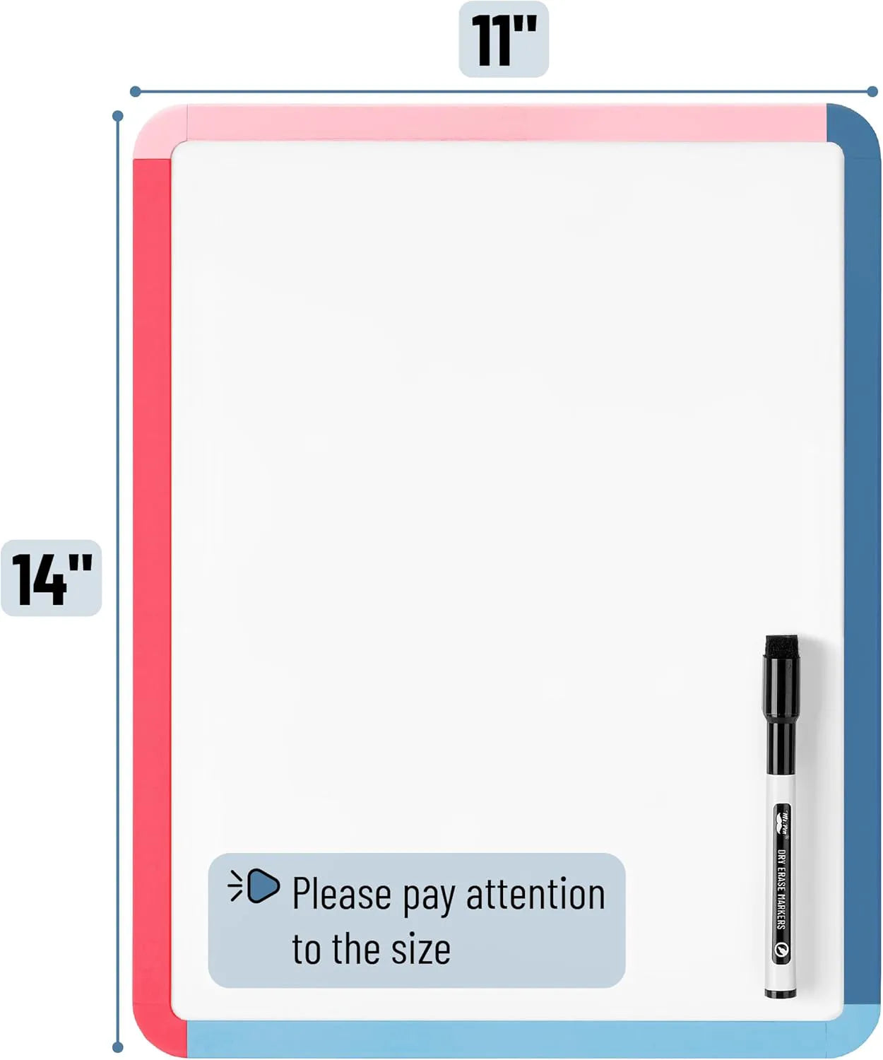 Dry Erase Board 14 x 11 with Colorful Frame and Marker
