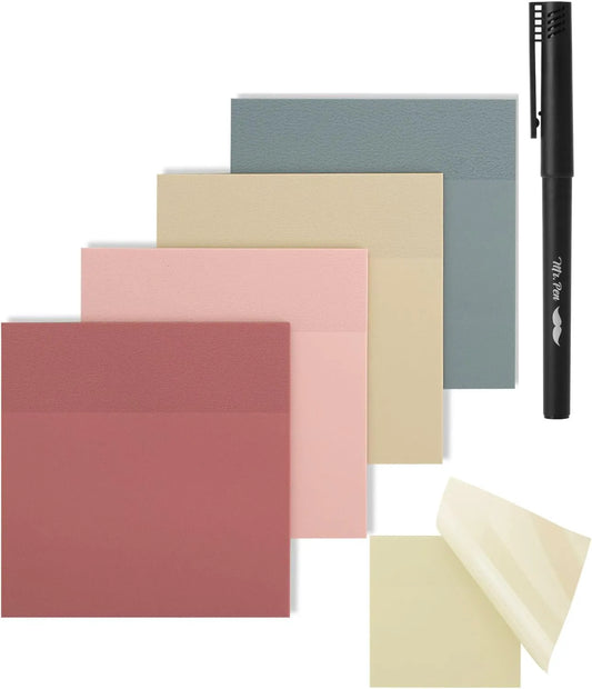 Mr. Pen Transparent Sticky Notes, 3x3 Inches, 200 Sheets, Vintage Colors