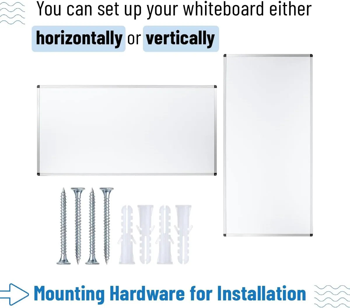 Magnetic Dry Erase Board for Wall, 24" x 48", with Tray