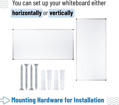 Magnetic Dry Erase Board for Wall, 24" x 48", with Tray