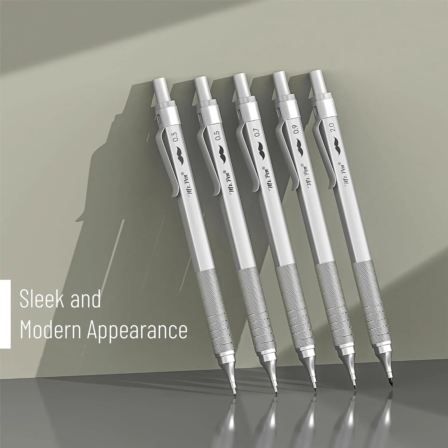 Premium Mechanical Pencil Set with Case, 5 Sizes, Leads & Erasers