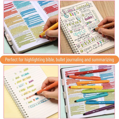 Bible Gel Highlighters, 16 Pack, Assorted Colors, No-Bleed, Twist-Up, Sharpenable Tips