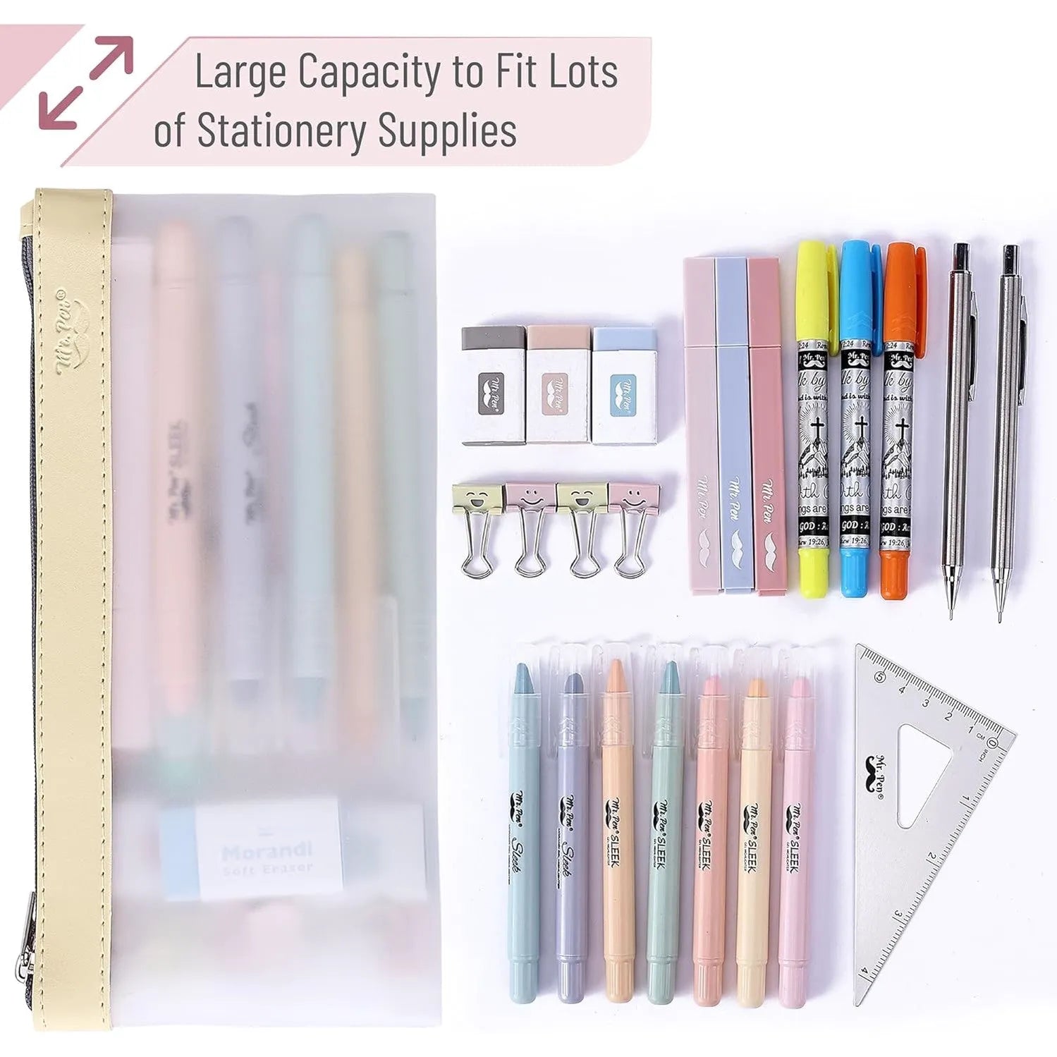 Clear Pencil Pouches (3-Pack) - Transparent TPU Zipper Bags for School, Travel & Makeup