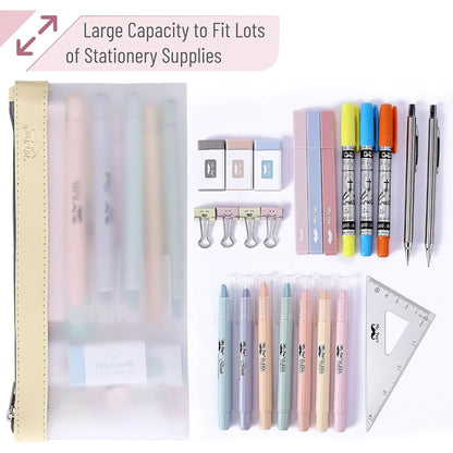 Clear Pencil Pouches (3-Pack) - Transparent TPU Zipper Bags for School, Travel & Makeup