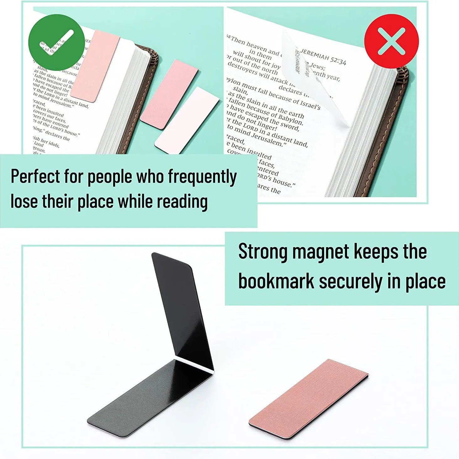 Magnetic Bookmarks (12 Pack) - Aesthetic Boho Design, Durable Magnet Book Clips
