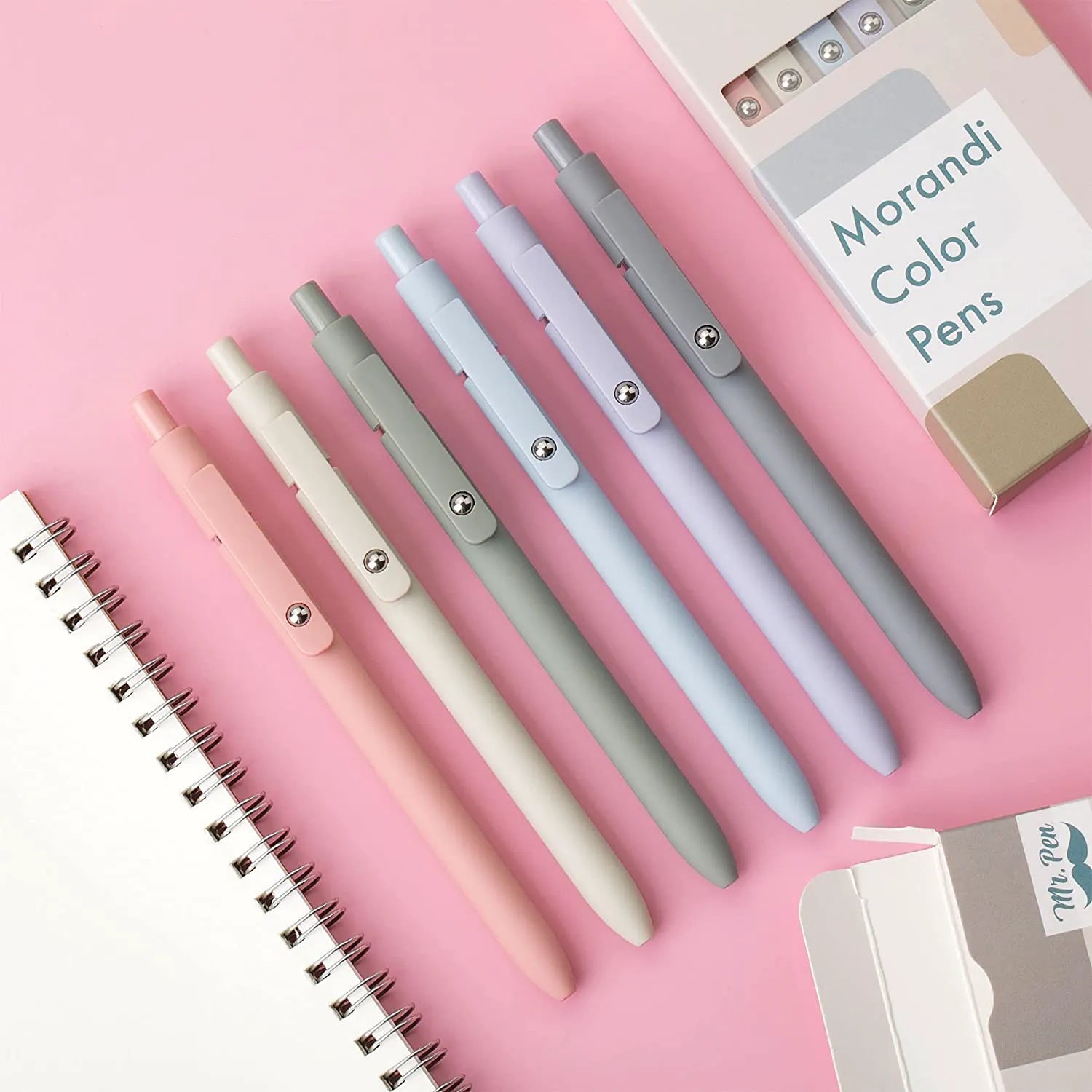 Customizable Retractable Gel Pens with Morandi & Gradient Barrels, Fine Point 0.5mm Black Ink