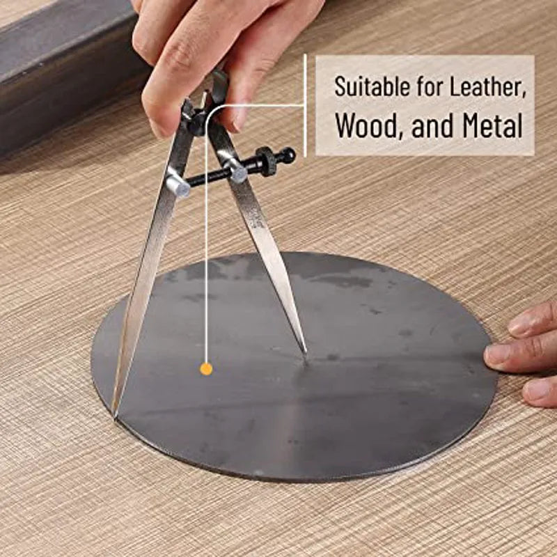 8-Inch Adjustable Leather Compass with Carbon Steel Divider