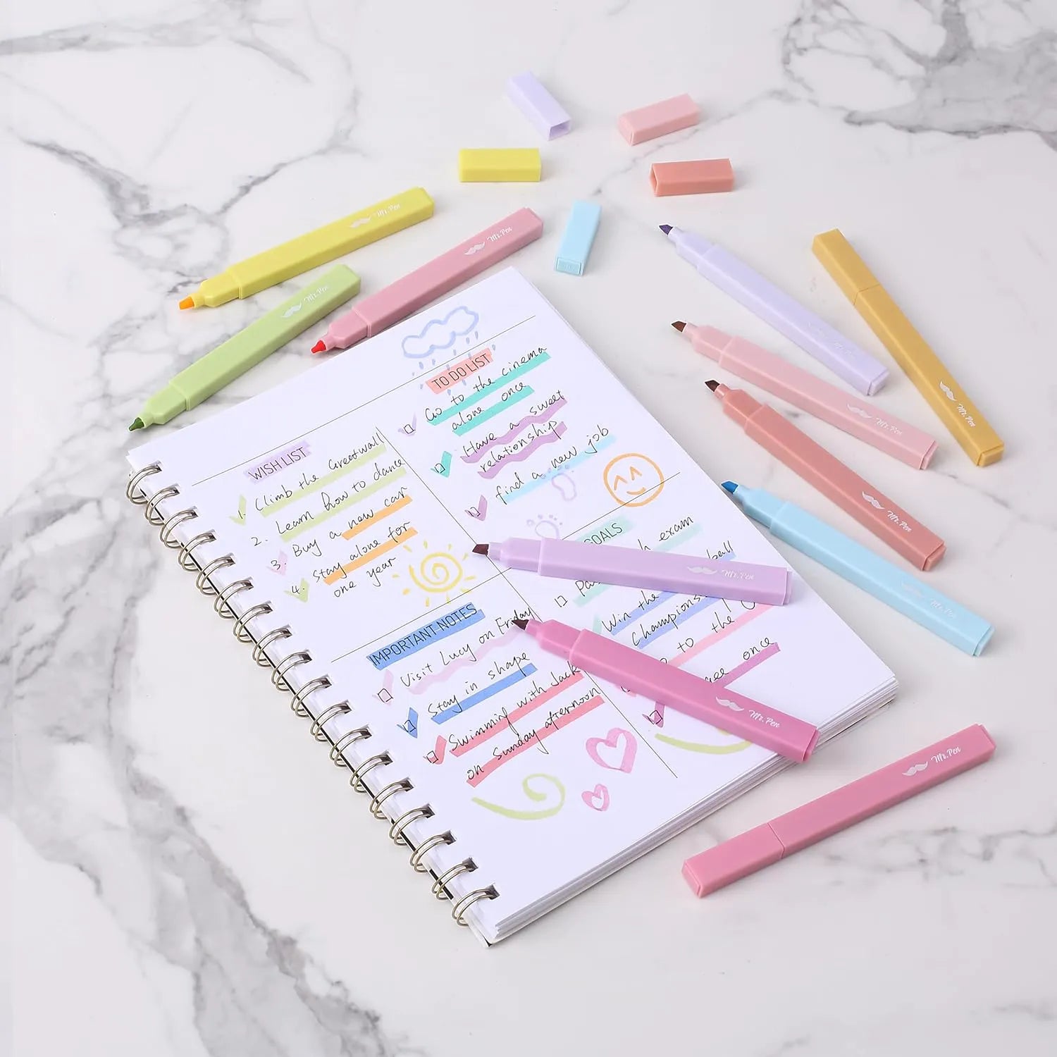 Aesthetic Highlighters, Chisel Tip, 16 Pack