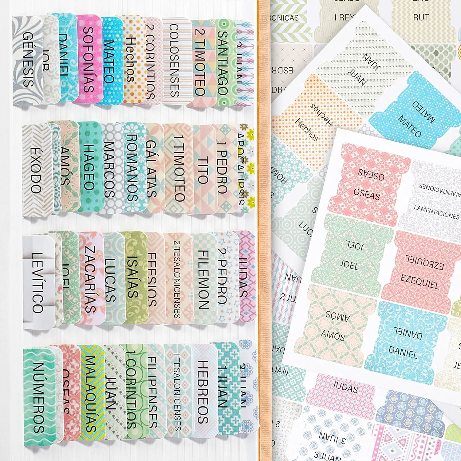 Mr. Pen Spanish Bible Tabs - 75 Laminated Index Tabs for Women and Men, Study Bible Tabs