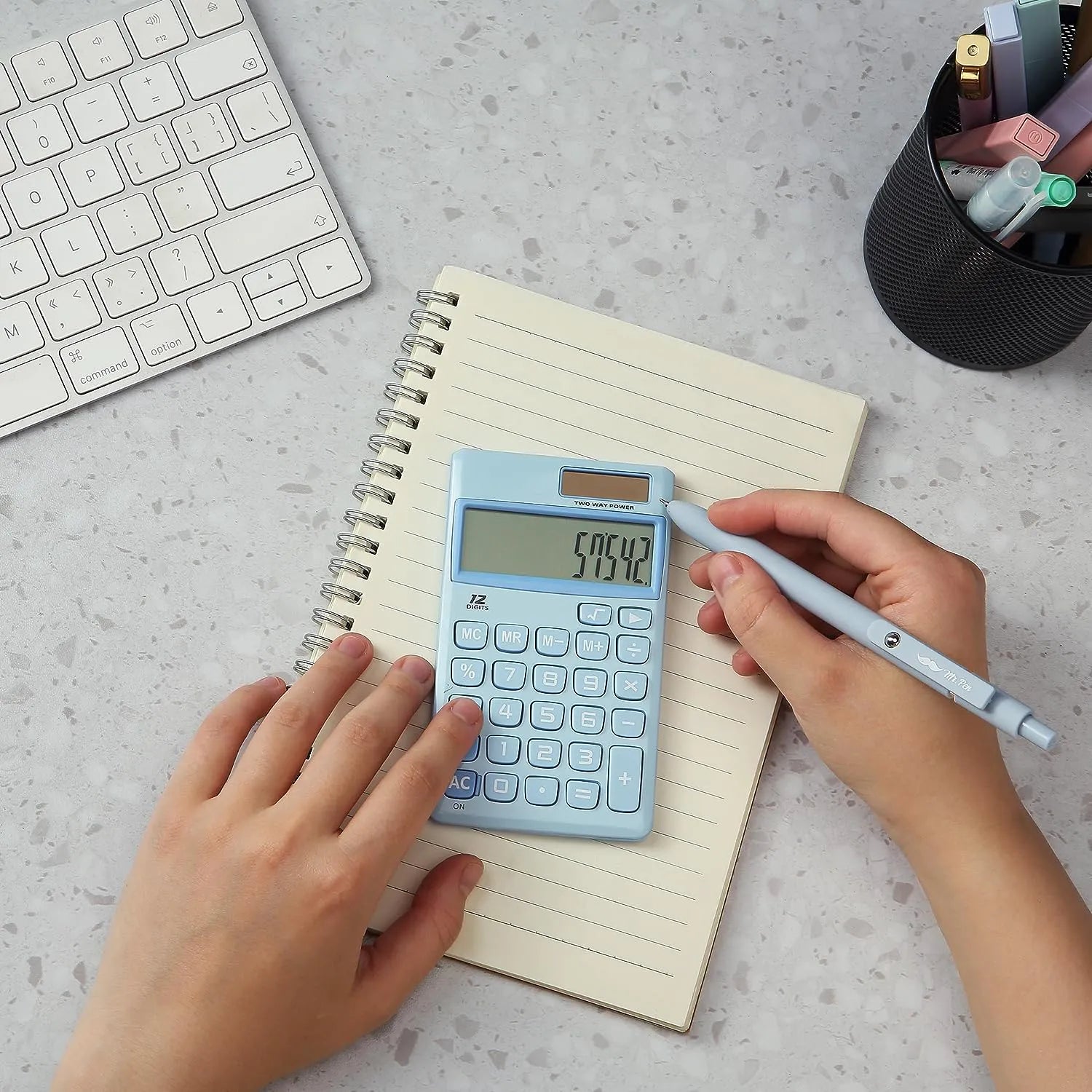 12-Digit Solar Calculator, Light Blue, Standard Function, Handheld