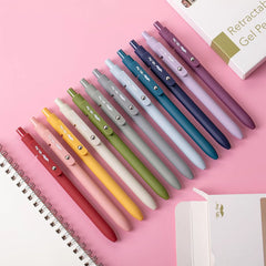Retractable Fine Point Gel Pens - 6 & 12 Pack, Morandi & Vintage Barrels, Black Ink