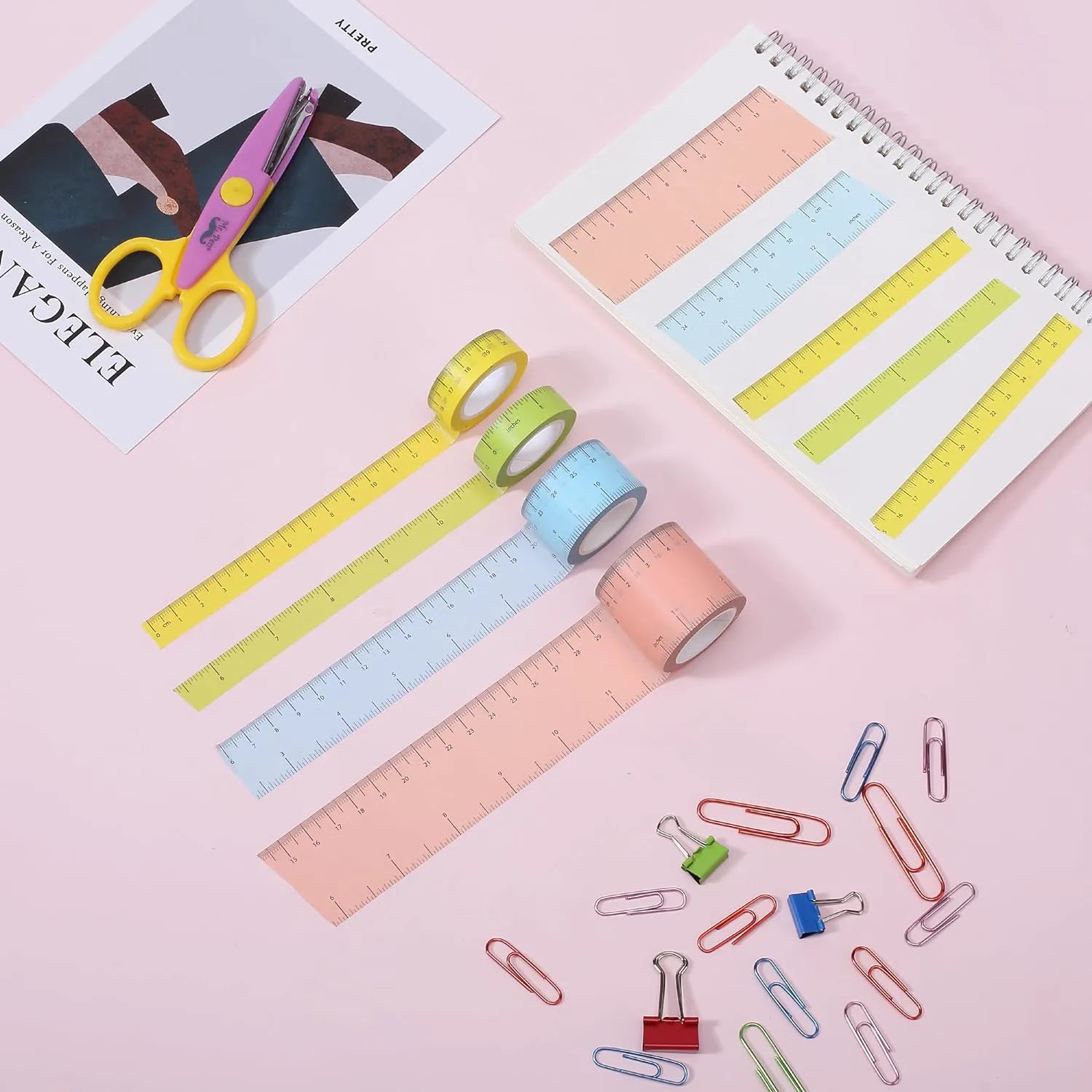 Ruler Washi Tape 4-Pack, 10 Yards Each, Measuring Tape