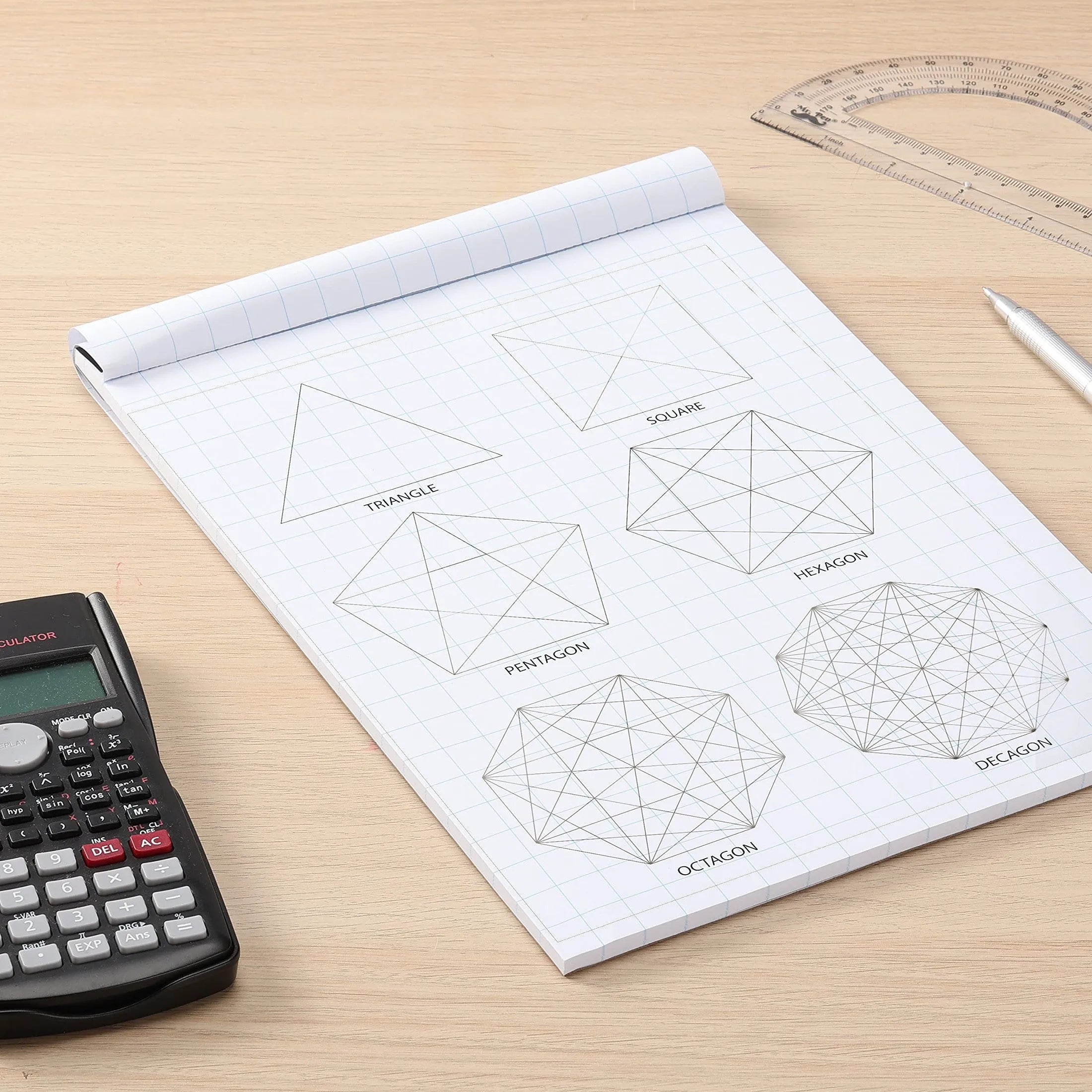 Graph Paper Pad 8.5 x 11, 2x2 Grid, 55 Sheets, Quad Ruled