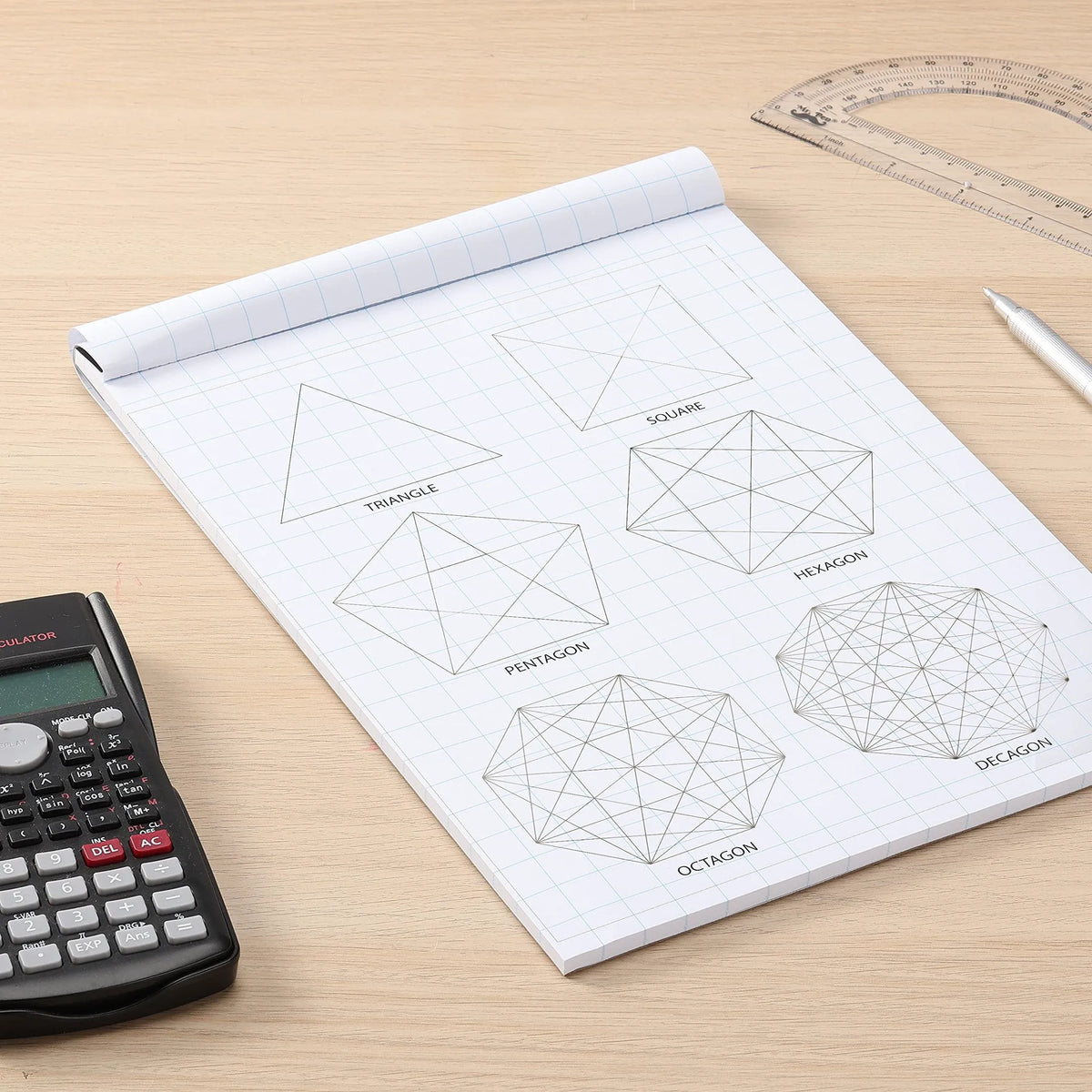 Graph Paper Pad 8.5 x 11, 2x2 Grid, 55 Sheets, Quad Ruled