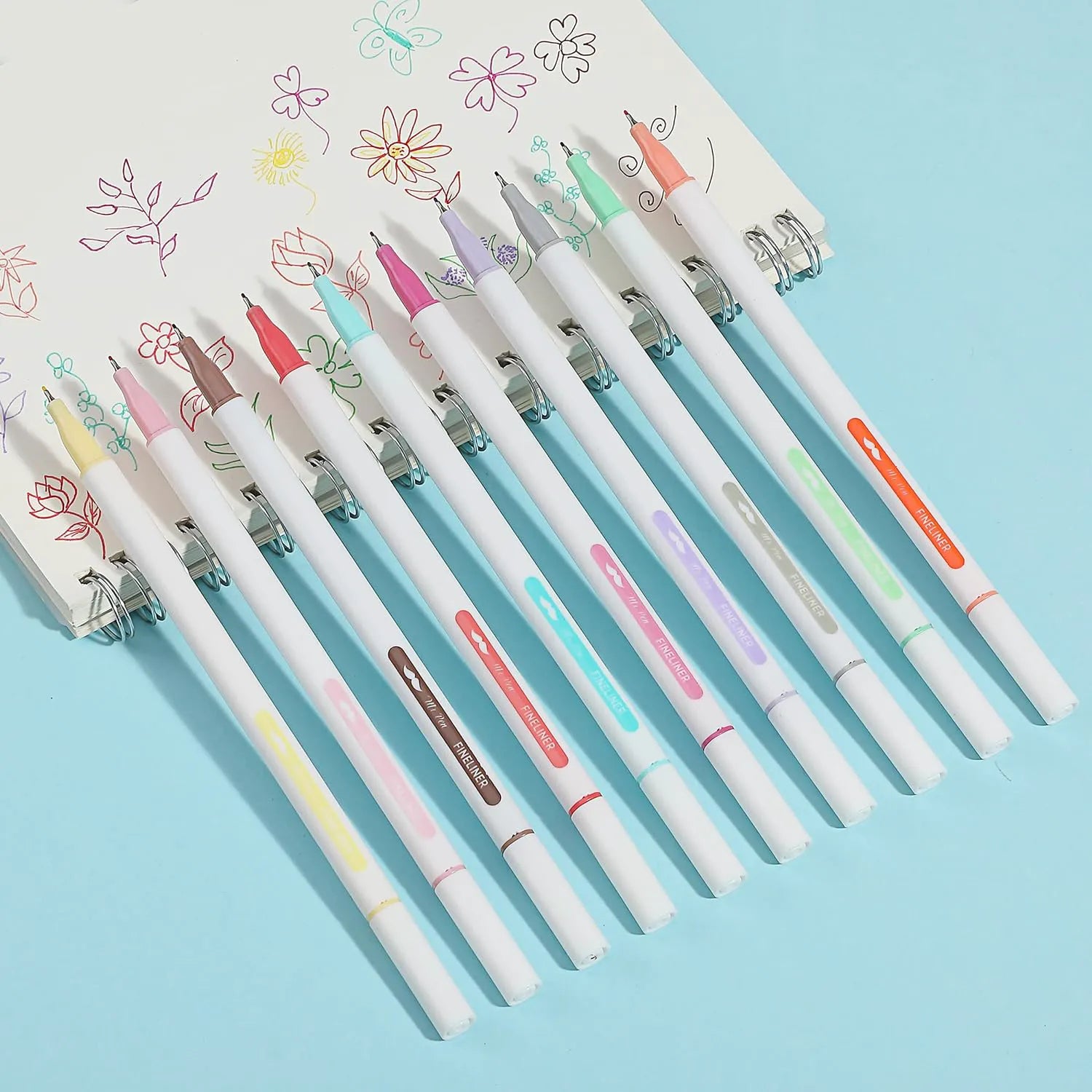 Colorful Fineliners with Stand, 10 Pack, Fine Tip Pens