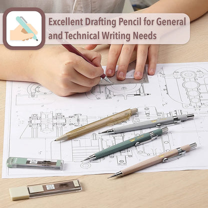 Vintage Mechanical Pencil Set - 5 Sizes with HB Leads
