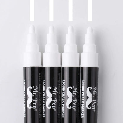 White Chalk Markers (8 Pack) with Reversible Tip - Erasable