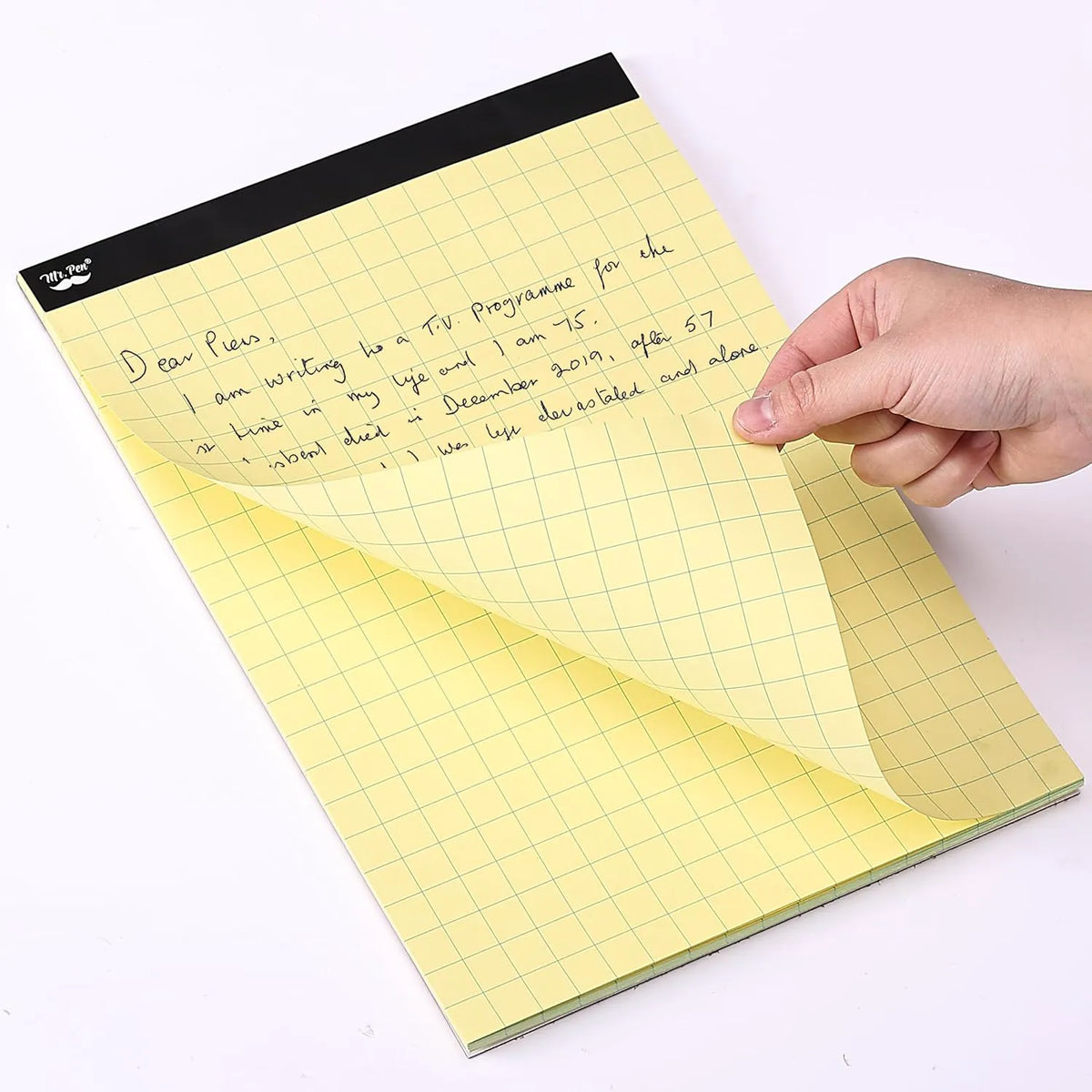 Yellow Graph Paper 11x8.5, 2x2 Grid (1/2 inch), 55 Sheets
