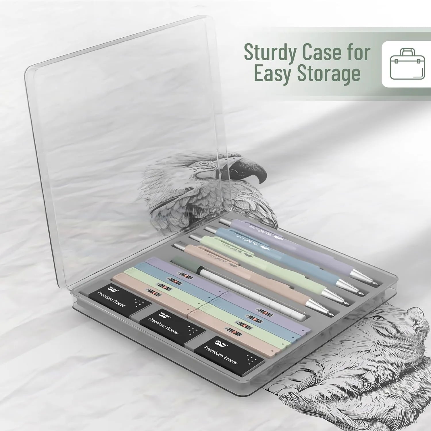 Pastel Mechanical Pencil Set - 4 Pack with 0.5 & 0.7mm Leads