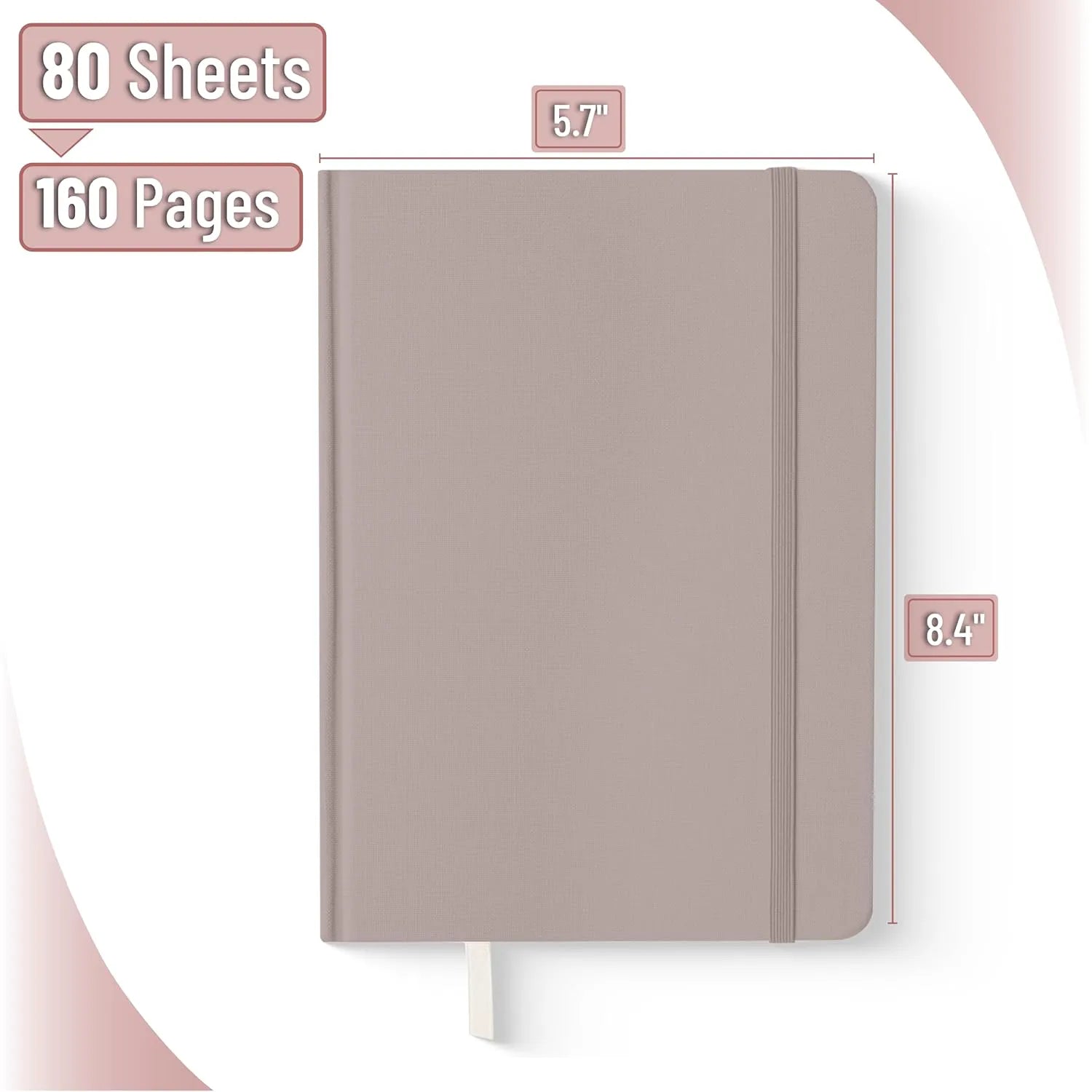 Mr. Pen Dotted Journal Notebook, 5.7"x8.3", 160 Pages, Fabric Hardcover, Brown Bullet Journal