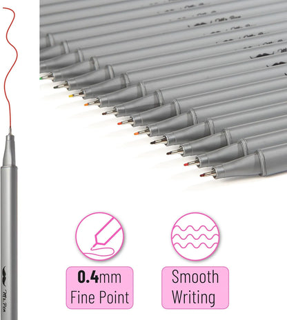 Bulk Fineliner Pens - 46 Pack, 0.4mm Fine Tip, Assorted Colors