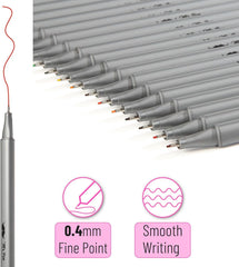 Bulk Fineliner Pens - 46 Pack, 0.4mm Fine Tip, Assorted Colors