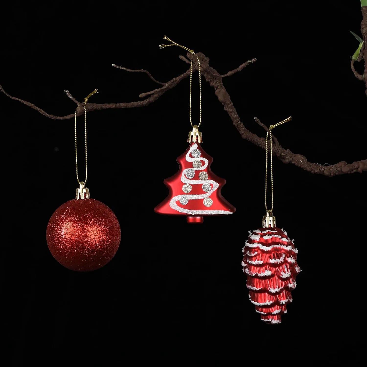 Mr. Pen Assorted Christmas Ball Ornaments Set, 77 Pieces, Red Shatterproof Ornaments
