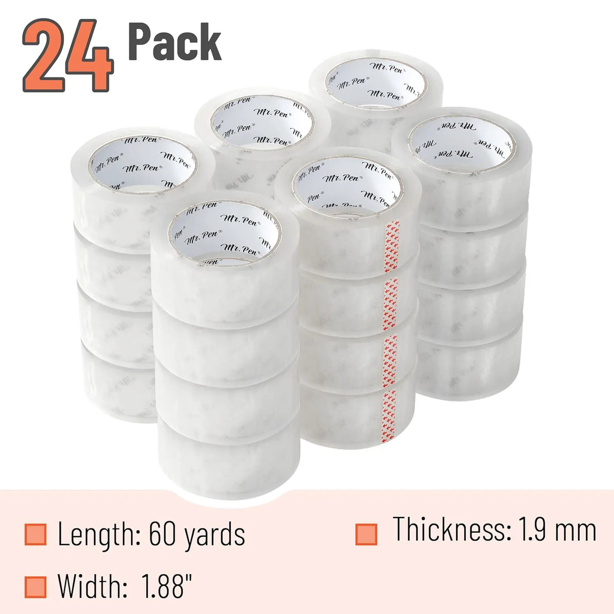 Bulk Packing Tape 24 Pack, 2" Wide, 60 Yards, Clear Shipping
