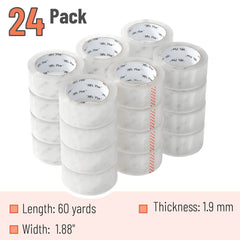 Bulk Packing Tape 24 Pack, 2" Wide, 60 Yards, Clear Shipping