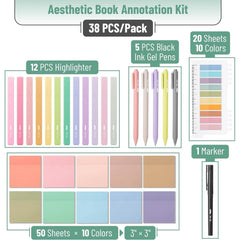 Annotation & Highlighting Set with Gel Pens and Highlighters for Notes