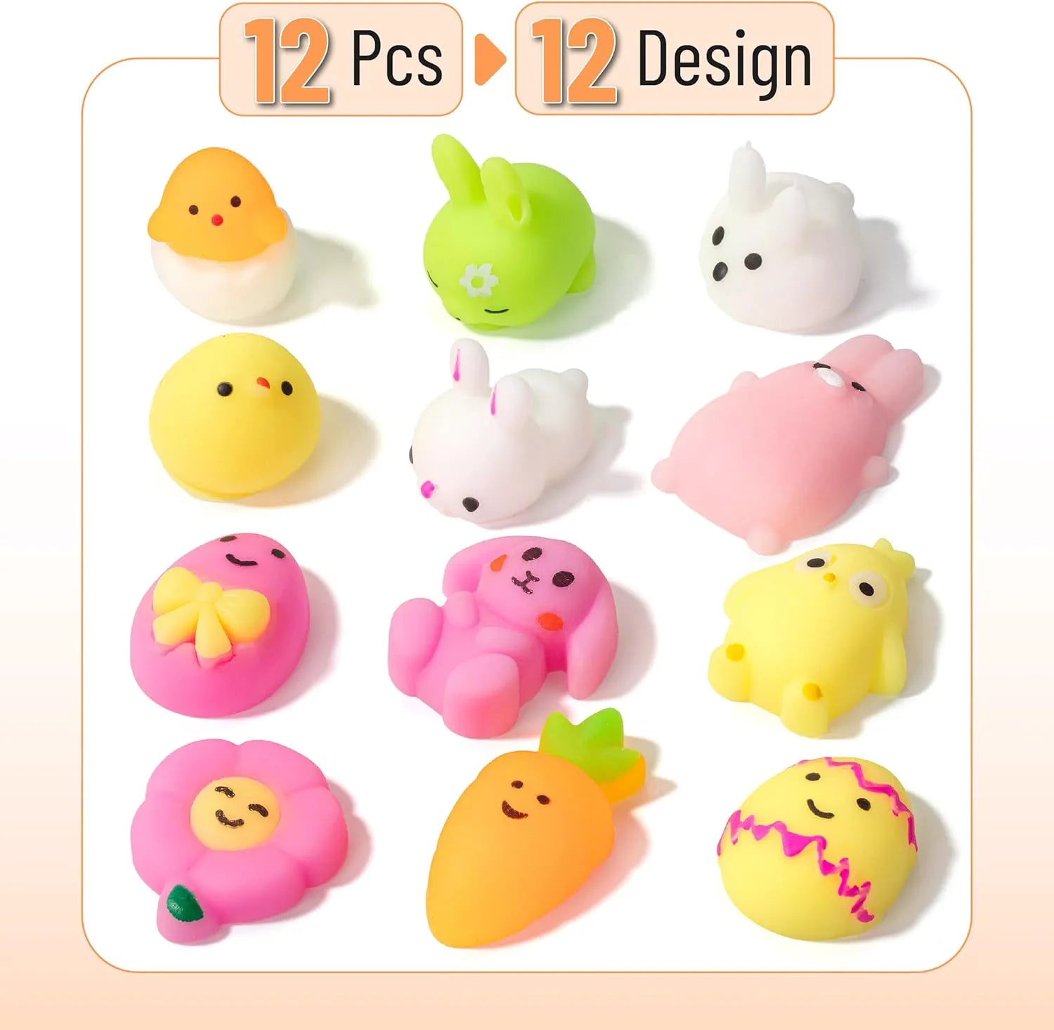 Easter Mochi Squishy Toys (12 Pack) - Cute Easter Designs