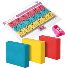 Colorful Kneaded Erasers Set - 19 Pieces (18 Erasers + Sharpener)