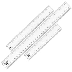 Clear Plastic Rulers Set (3-Pack): 6", 8", 12" - Metric & Inch