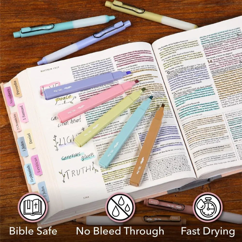 Mr. Pen ESV Journaling Bible Kit for Women with Aesthetic Highlighters, Gel Pens, Tabs, Sticky Notes, Reading Tracker, and Pencil Case