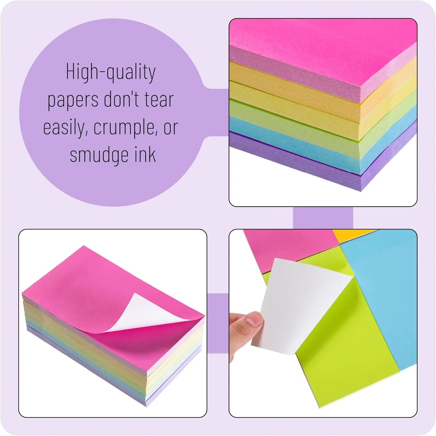 Colorful Large Sticky Notes 3x5 Inch 8 Pads 640 Sheets