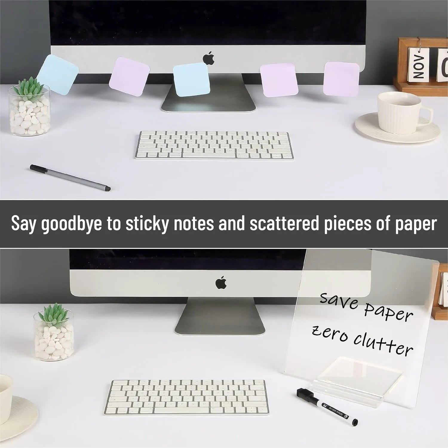 Clear Acrylic Dry Erase Board with Stand, 10"x10"