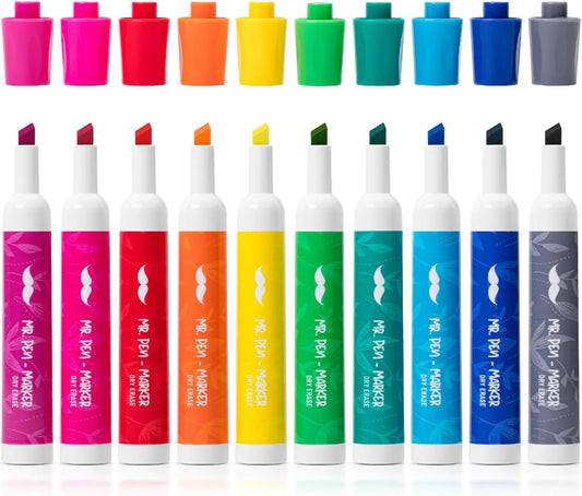 Dry Erase Whiteboard Markers, 10 Pack, Chisel Tip, Vibrant Colors