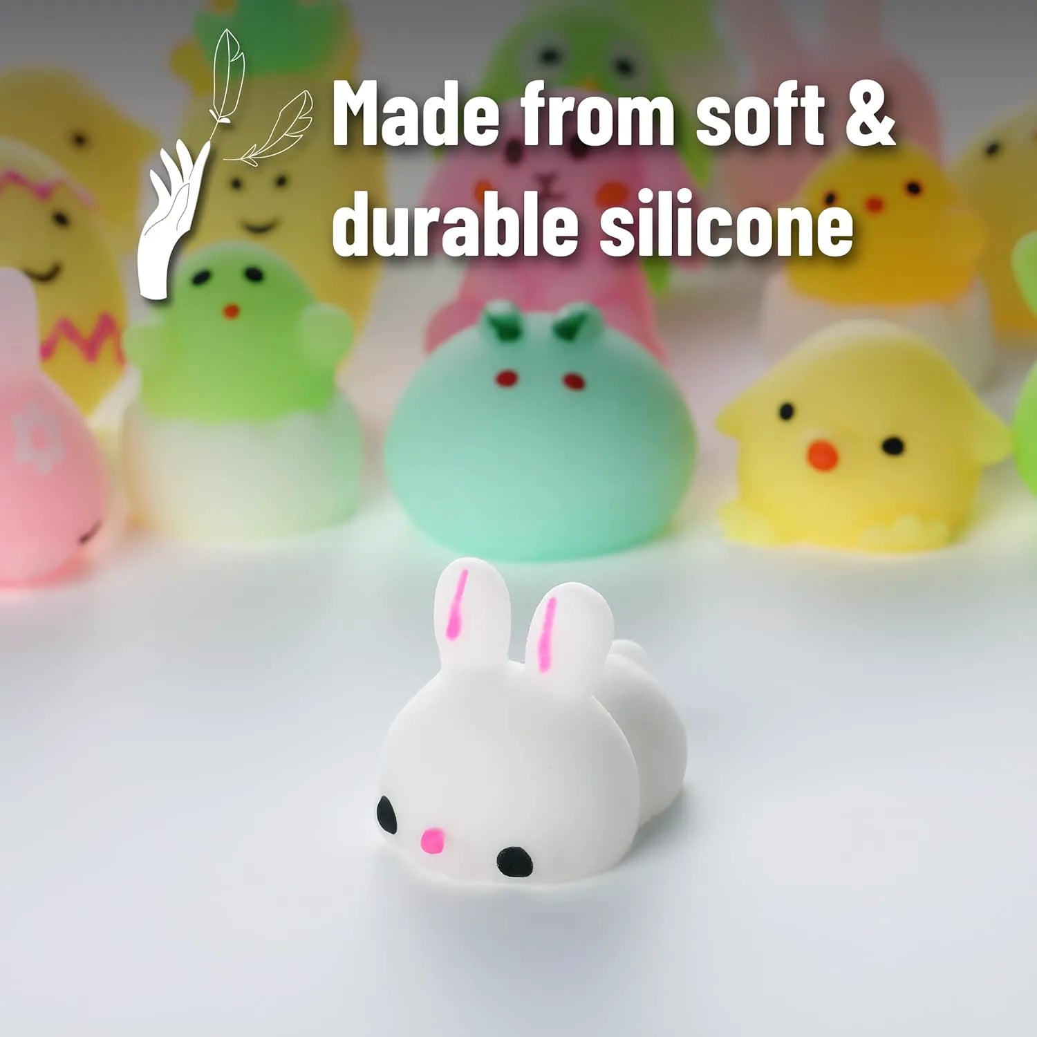 Easter Mochi Squishy Toys for Kids - 48 Pack with 24 Unique Designs