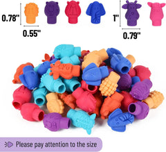 60 Pack Colorful Animal Pencil Top Erasers