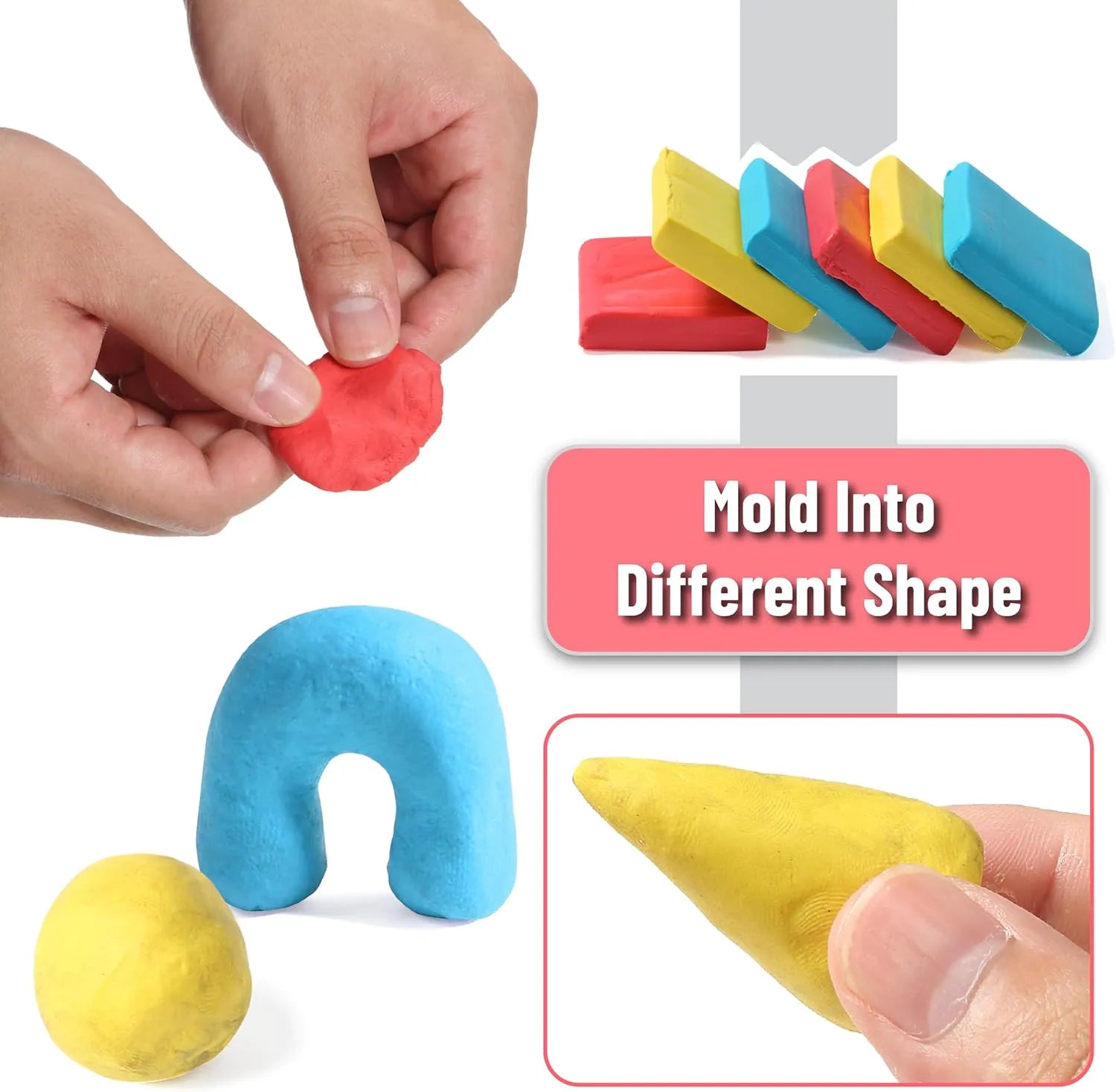 Colorful Kneaded Erasers Set - 19 Pieces (18 Erasers + Sharpener)