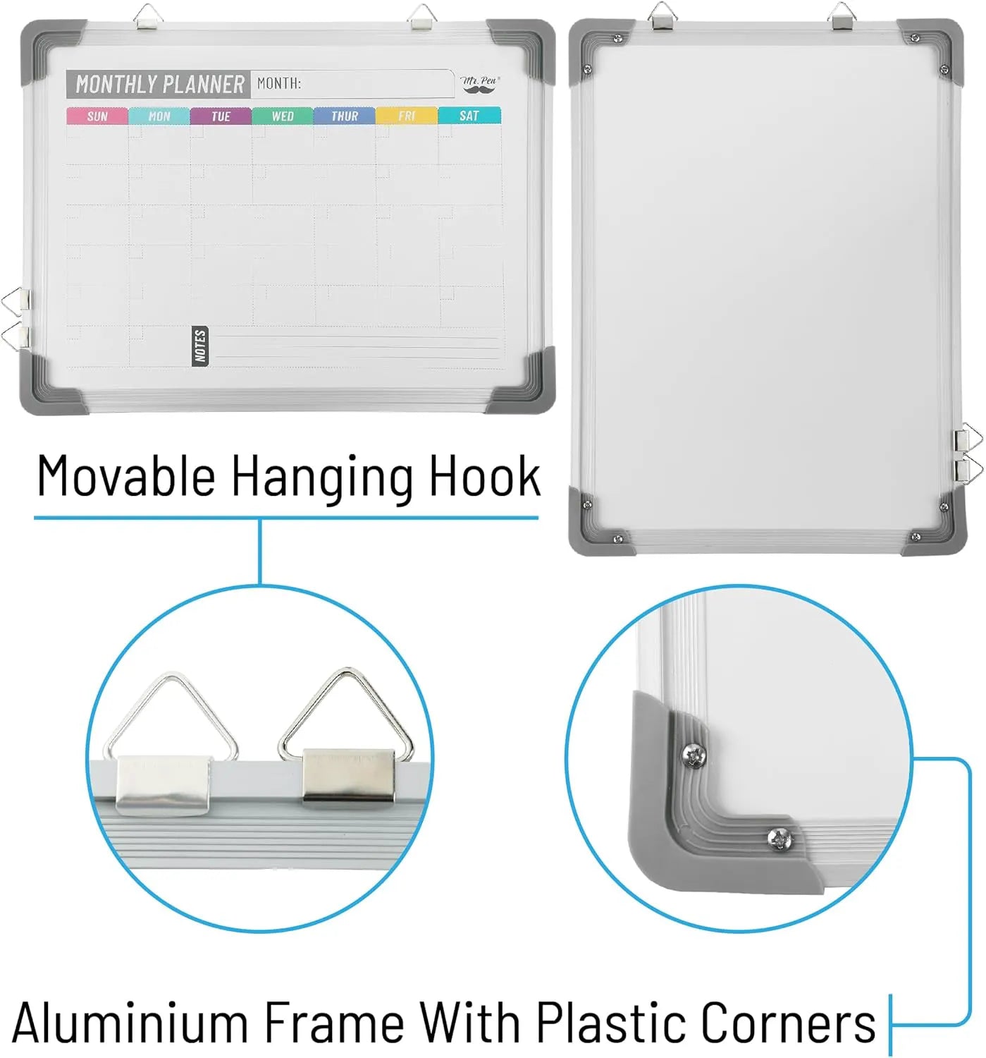 Double-Sided Whiteboard 12x16 with Weekly Planner and Blank Side